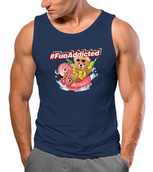 Neverless Tanktop Herren Tank-Top Schriftzug Fun Addicted Fashion Rosa/Hautfarben/Gelb/Orange/Blau