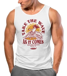 Neverless Tanktop Herren Tank-Top Surfer Spruch Take the Wave Surfing Fashion Weiß/Rot/Lila
