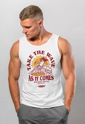 Neverless Tanktop Herren Tank-Top Surfer Spruch Take the Wave Surfing Fashion Weiß/Rot/Lila