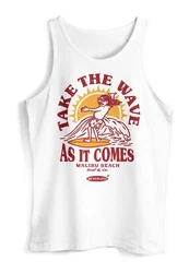 Neverless Tanktop Herren Tank-Top Surfer Spruch Take the Wave Surfing Fashion Weiß/Rot/Lila
