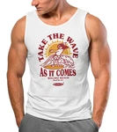 Neverless Tanktop Herren Tank-Top Surfer Spruch Take the Wave Surfing Fashion Weiß/Rot/Lila
