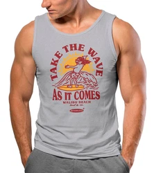 Neverless Tanktop Herren Tank-Top Surfer Spruch Take the Wave Surfing Fashion Hellgrau/Rot/Grau