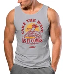 Neverless Tanktop Herren Tank-Top Surfer Spruch Take the Wave Surfing Fashion Hellgrau/Rot/Grau