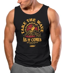Neverless Tanktop Herren Tank-Top Surfer Spruch Take the Wave Surfing Fashion Rot/Lila/Schwarz/Braun