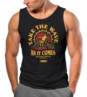 Neverless Tanktop Herren Tank-Top Surfer Spruch Take the Wave Surfing Fashion Rot/Lila/Schwarz/Braun