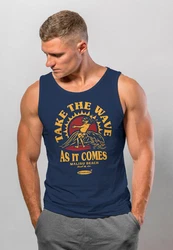 Neverless Tanktop Herren Tank-Top Surfer Spruch Take the Wave Surfing Fashion Dunkelblau/Blau