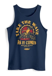 Neverless Tanktop Herren Tank-Top Surfer Spruch Take the Wave Surfing Fashion Dunkelblau/Blau