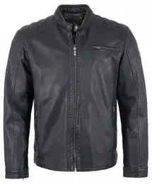 Lederjacke Riga-6 - Herren Lederjacke Lammnappa dunkelblau
