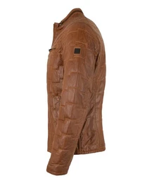 Lederjacke BU-378/M - Herren Lederjacke Steppjacke Lammnappa cognac