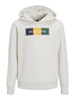 Jack & Jones Hoodie Kapuzen Hoodie mit Logo Print JORCODYY (5695) Hellgrau (5695)