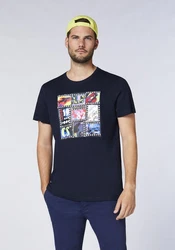 Chiemsee Print-Shirt T-Shirt mit Art-Frontprint (1) Dunkelblau/Mischfarben/Blau