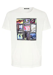 Chiemsee Print-Shirt T-Shirt mit Art-Frontprint (1) Weiß/Creme/Mischfarben/Beige