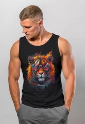 Neverless Tanktop Herren Tiger Print  Braun/Rot/Schwarz