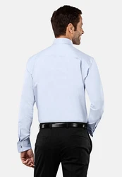 Vincenzo Boretti Businesshemd gerader Schnitt Umschlagmanschette Hellblau/Blau/Grau