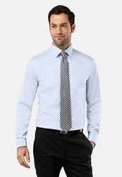 Vincenzo Boretti Businesshemd gerader Schnitt Umschlagmanschette Hellblau/Blau/Grau