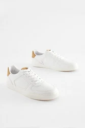 Next Flache Turnschuhe Sneaker Braun/Weiß/Creme/Beige