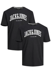 Jack & Jones T-Shirt 2-er Set Logo T-Shirt Kurzarm Basic Shirt JJELOGO (5581) Schwarz (5581)