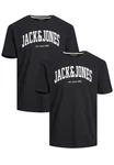 Jack & Jones T-Shirt 2-er Set Logo T-Shirt Kurzarm Basic Shirt JJELOGO (5581) Schwarz (5581)
