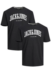 Jack & Jones T-Shirt 2-er Set Logo T-Shirt Kurzarm Basic Shirt JJELOGO (5581) Schwarz (5581)