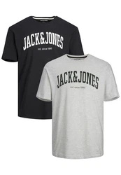 Jack & Jones T-Shirt 2-er Set Logo T-Shirt Kurzarm Basic Shirt JJELOGO (5581) Schwarz/Weiß (5581)