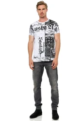 Rusty Neal T-Shirt Used-Look Creme/Weiß/Rot/Schwarz