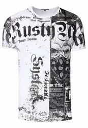 Rusty Neal T-Shirt Used-Look Creme/Weiß/Rot/Schwarz