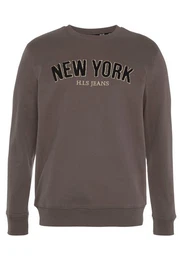 Sweater Langarm, lockere Passform, bestickte Optik, Rundhalsausschnitt