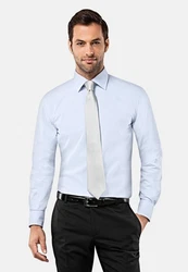 Vincenzo Boretti Businesshemd gerader Schnitt Hellblau/Blau