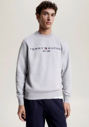 Tommy Hilfiger Sweatshirt TOMMY LOGO SWEATSHIRT mit klassischem Rundhalsausschnitt Grau