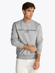 Tommy Hilfiger Sweatshirt TOMMY LOGO SWEATSHIRT mit klassischem Rundhalsausschnitt Grau