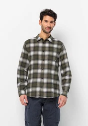 Jack Wolfskin Flanellhemd WANDERWEG SHIRT Grün/Dunkelgrün/Rot