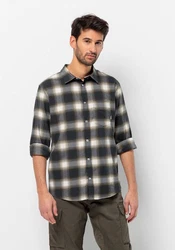 Jack Wolfskin Flanellhemd WANDERWEG SHIRT Beige/Dunkelblau/Blau/Braun