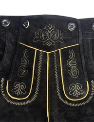 Dretaild Trachtenlederhose Herren Tracht Kurz mit Hosenträgern Blau/Schwarz/Hellblau/Dunkelblau/Gelb/Dunkelrot/Lila/Braun