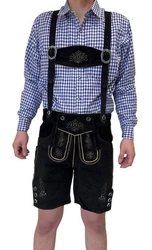 Dretaild Trachtenlederhose Herren Tracht Kurz mit Hosenträgern Blau/Schwarz/Hellblau/Dunkelblau/Gelb/Dunkelrot/Lila/Braun