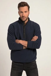 Sweatshirt Troyer Outdoor Fleece Stehkragen Knopfleiste