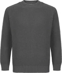 Irelandseye Wollpullover Crosshaven Ribbed Crew Neck Sweater Dunkelgrau/Grau/Hellgrau