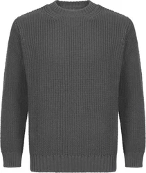 Irelandseye Wollpullover Crosshaven Ribbed Crew Neck Sweater Dunkelgrau/Grau/Hellgrau