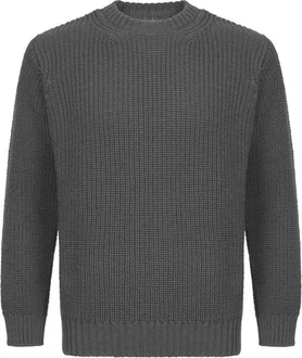 Irelandseye Wollpullover Crosshaven Ribbed Crew Neck Sweater Dunkelgrau/Grau/Hellgrau