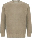 Irelandseye Wollpullover Crosshaven Ribbed Crew Neck Sweater Khaki/Beige/Dunkelgrün