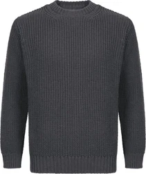 Irelandseye Wollpullover Crosshaven Ribbed Crew Neck Sweater Dunkelgrau/Dunkelblau/Grau