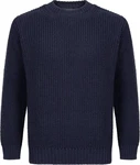 Irelandseye Wollpullover Crosshaven Ribbed Crew Neck Sweater Dunkelblau/Blau