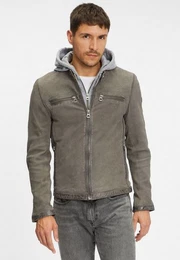 Lederjacke GMJonno Herrenjacke mit Kapuze aus Veloursleder