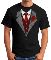 MoonWorks Print-Shirt Herren T-Shirt Anzug Schlips Krawatte Fun-Shirt Rosa/Rot/Lila