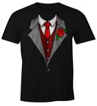 MoonWorks Print-Shirt Herren T-Shirt Anzug Schlips Krawatte Fun-Shirt Rosa/Rot/Lila