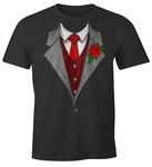 MoonWorks Print-Shirt Herren T-Shirt Anzug Schlips Krawatte Fun-Shirt Rosa/Rot/Lila