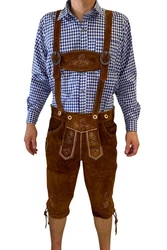 Dretaild Trachtenlederhose Premium Kneelength Herren Tracht Braun/Dunkelbraun