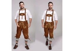 Dretaild Trachtenlederhose Premium Kneelength Herren Tracht Braun/Dunkelbraun