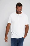 JP1880 T-Shirt Henley Basic Knopfleiste Weiß/Creme
