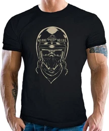 T-Shirt fr Biker Racer Motorrad Fans: No Bike No Life