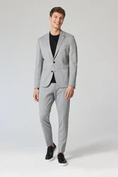 Roy Robson Baukasten Sakko Slim Fit Grau/Hellgrau/Rot